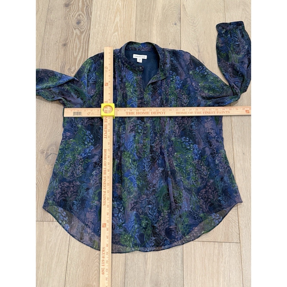Coldwater Creek Romantic Woodland Forest Fairy Print Pintuck Sheer Tunic Top  2X - Picture 6 of 8